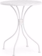 Tavolo da esterno fisso LIZETTE in acciaio bianco con piano rotondo L/P: 60 x 71 cm