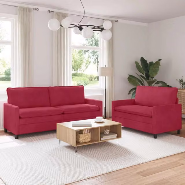 Set di divani 2 pz Rosso Vino Velluto 3417131