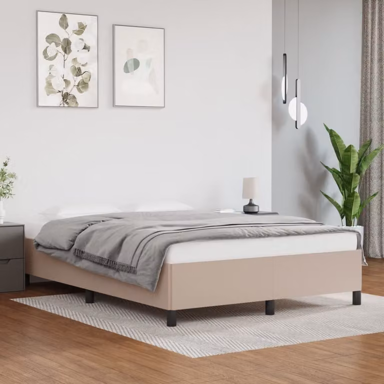 vidaXL Struttura letto Cappuccino Brown 140x190 cm in Pelle finta - Struttura letto - Cornici letto - Letto - Mobili per la camera da letto