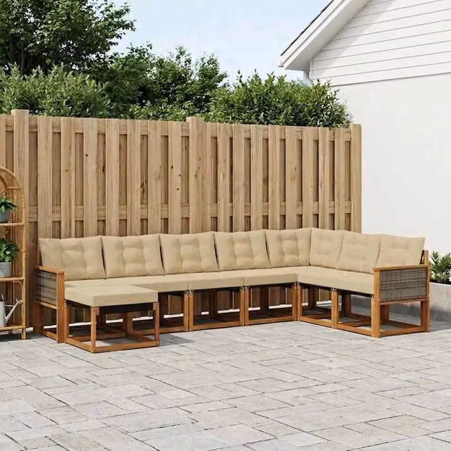 Set di divani da esterno 8 pz Naturale e Beige 3382141