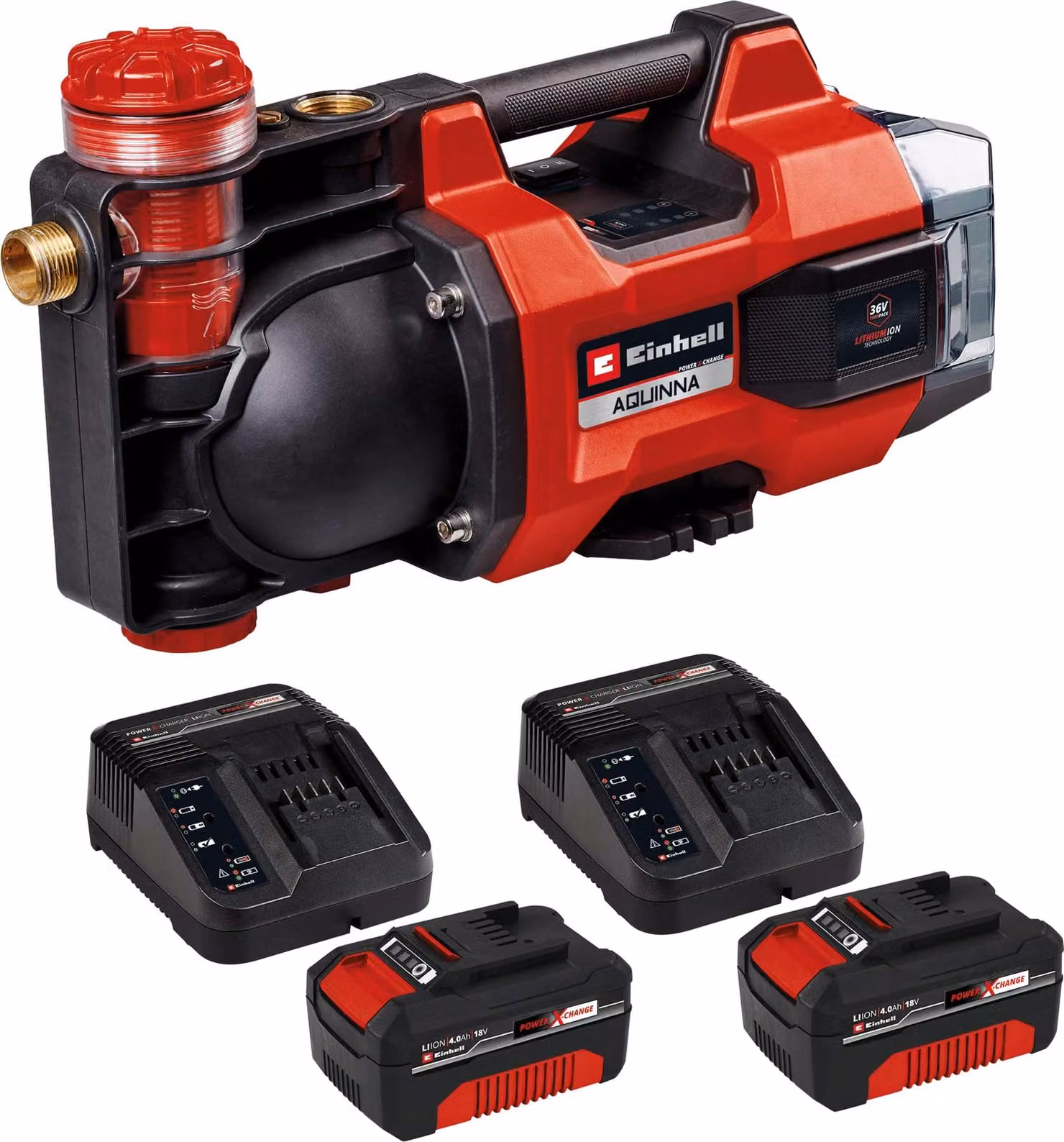 EINHELL Aquinna 36/38 F LED pompa da giardino a batteria + 2x starter set