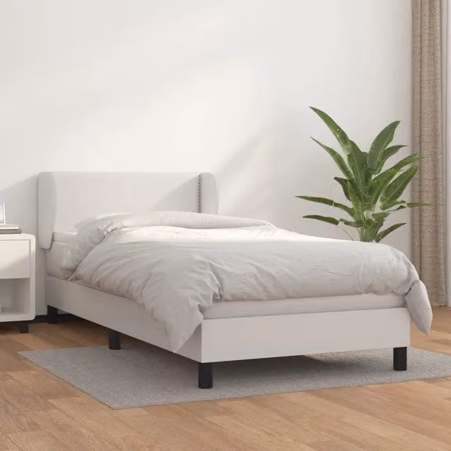 Letto a molle con materasso bianco in similpelle vidaXL L/P/H: 203 x 103 x 88 cm