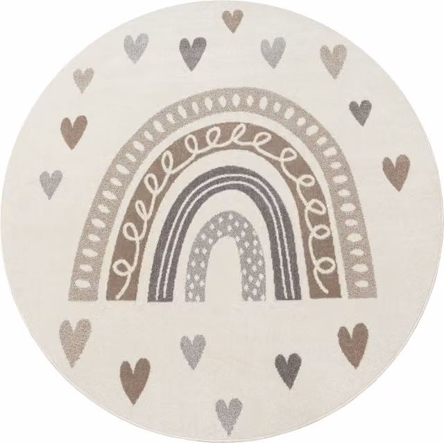Tappeto rotondo per bambini Ninique modello Wave beige Diametro: 120 cm