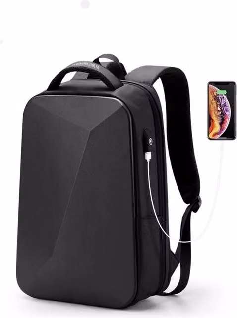 Borsa da ufficio anti-furto FENRUIEN nera impermeabile IP44 con porta USB-C per laptop fino a 17 pollici