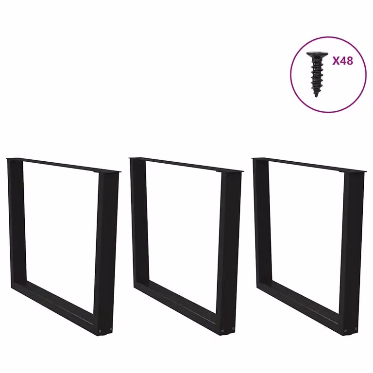 Set di 3 gambe per tavolo da pranzo a forma di X vidaXL in metallo nero laccato H: 72-73,3 cm x L: 100 cm