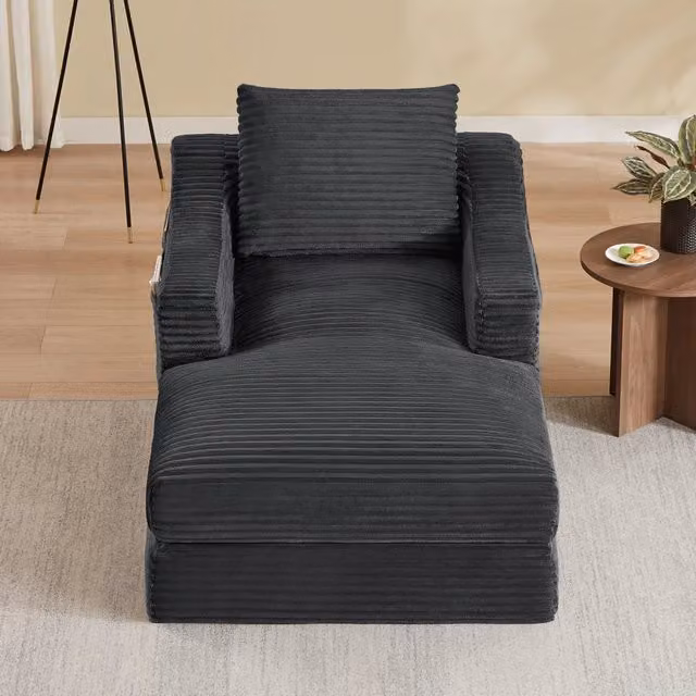 Poltrona Letto Chaise Longue ¨C MINIMAL ¨C Velluto a Coste, Singolo, Reclinabile