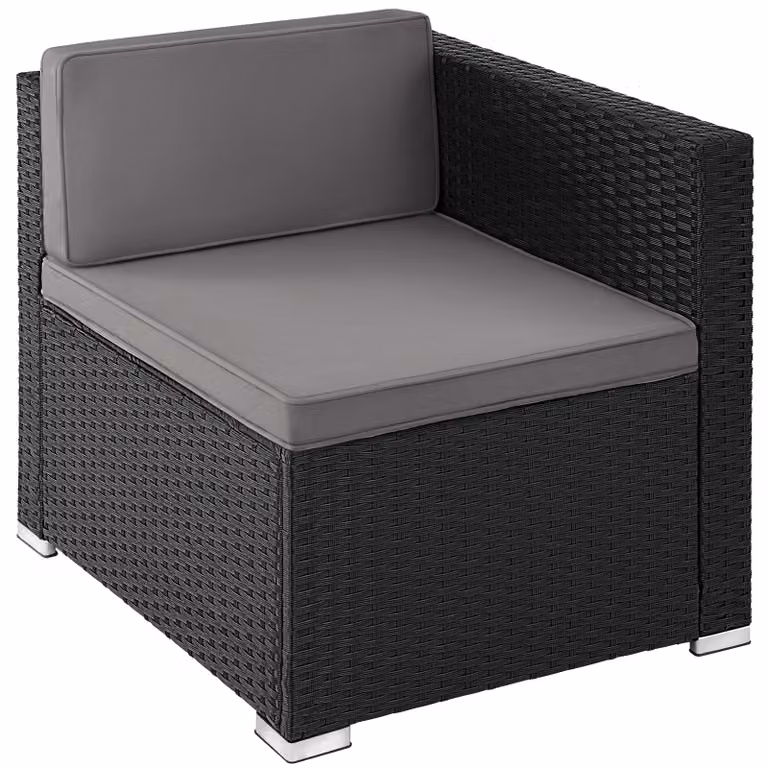 Set da giardino Tectake in rattan e metallo nero con cuscini inclusi e coperture rimovibili