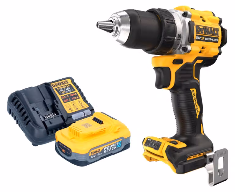 Trapano avvitatore a batteria DeWalt DCD 800 H1 18 V 90 Nm brushless + 1x batteria Powerstack 5,0 Ah + caricabatterie