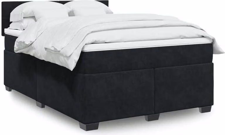 Maison Exclusive - Giroletto a Molle con Materasso Nero 160x200 cm in Velluto