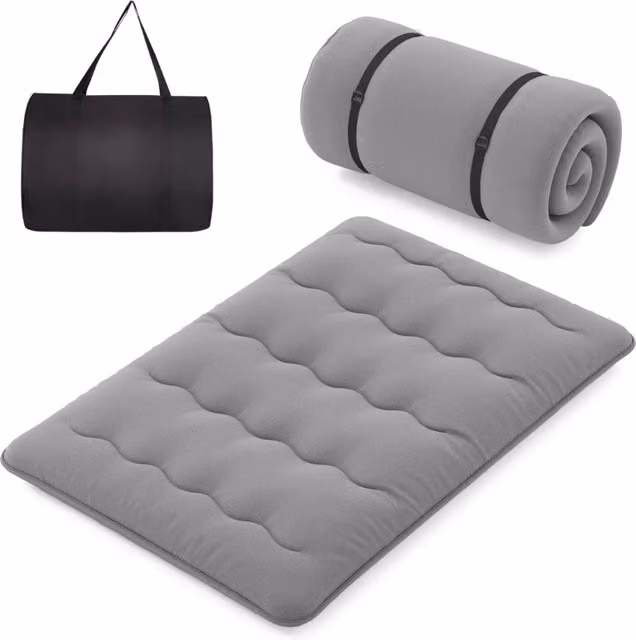Materasso Futon Design Mania Grigio con Copertura Lavabile in Microfibra e Sacca da Trasporto, L/P: 140 x 200 cm – 1