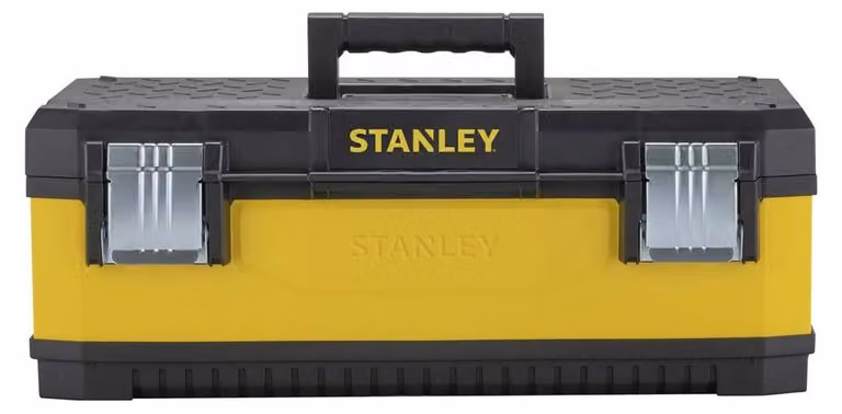 Stanley - Cassetta degli attrezzi, acciaio zincato AW2473 (222 mm x 580 mm x 290 mm) (giallo/nero)