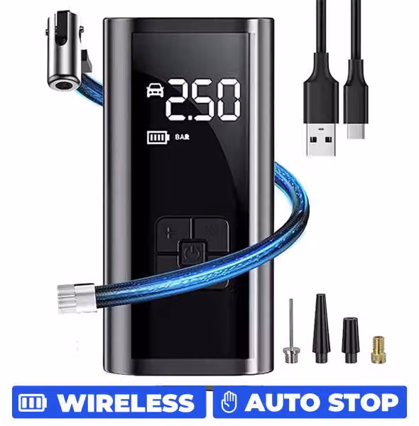 Compressore portatile per auto, pompa elettrica ad aria senza fili - TurboPump