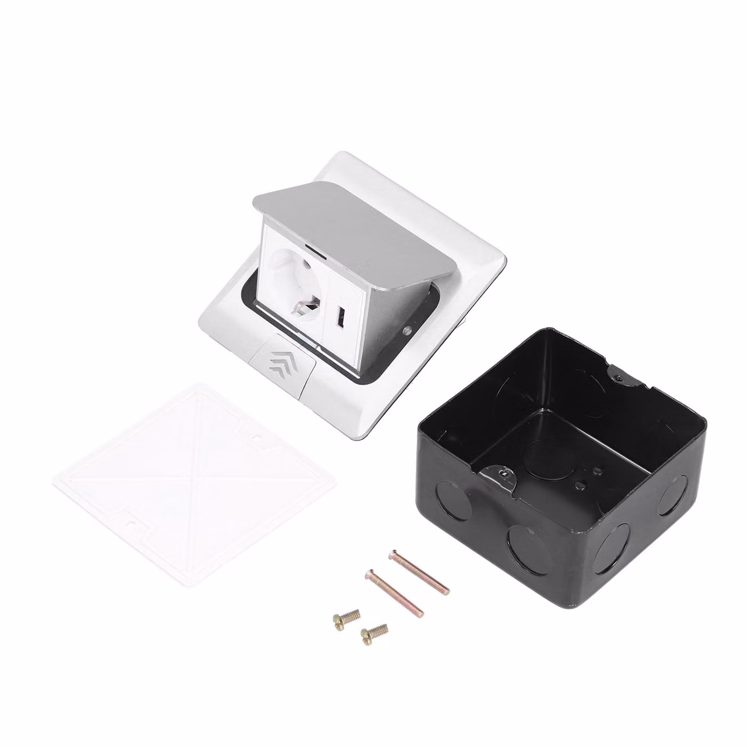 Presa a pavimento, presa pop-up integrata, standard UE, alimentazione USB, accessori 250 V, 16 AS, pop-up lento