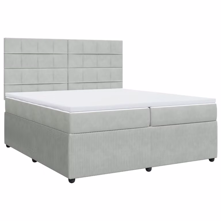 Giroletto a Molle con Materasso Grigio Chiaro 200x200cm Velluto