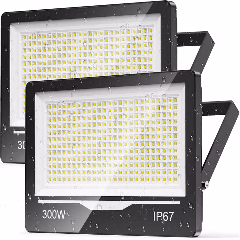 Fari a LED da 300W, confezione da 2, luce bianca fredda, grado di protezione IP67, colore nero