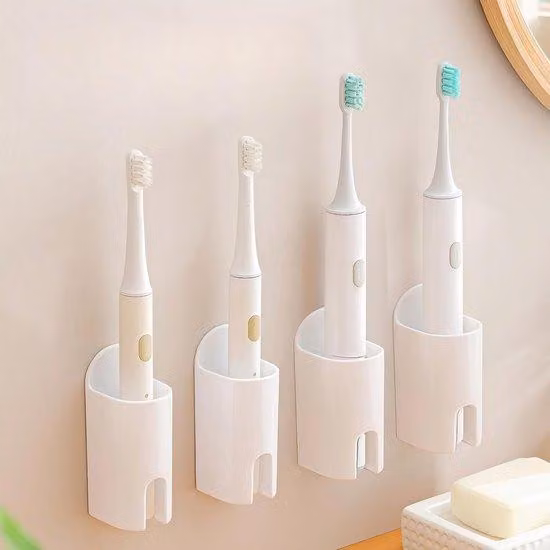 Supporti elettrici per spazzolini da denti da bagno - Supporti a muro per spazzolini elettrici - Supporti adesivi da appendere - Supporti per spazzolini da denti da fissare alla parete - Set da 4 pezzi - Bianco