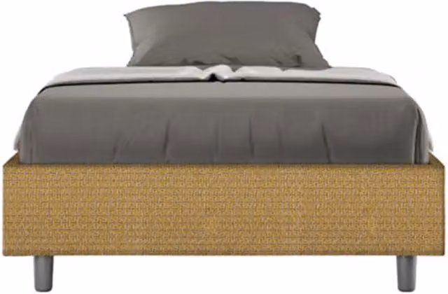 Letto una piazza e mezza con rete imbottito 120x190 tessuto Labirinto 6 giallo Azelia