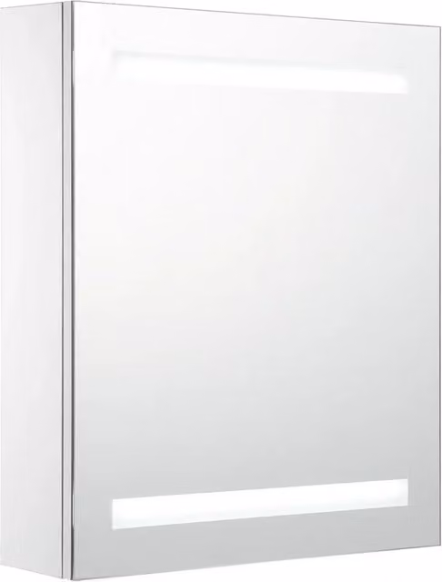 Armadietto da bagno moderno con specchio, illuminazione LED e ante in vetro, L/P/H: 50 x 13,5 x 60 cm, bianco e argento – 1