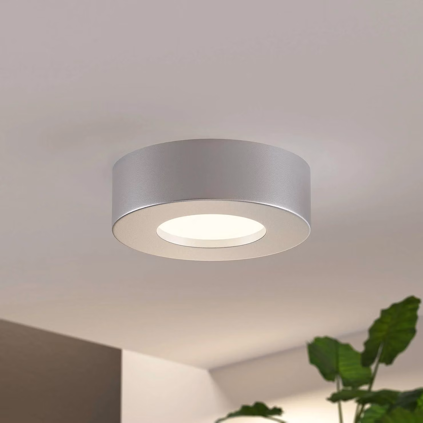 Plafoniera a LED Edwina PRIOS, Alluminio / Grigio / Zincato, Bagno, Alluminio, Moderno, Plafoniera LED