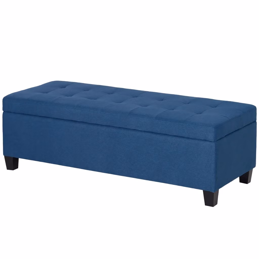 Poltrona Minimal con vano contenitore in tessuto blu L: 125 cm, P: 49 cm, H: 41 cm – 2