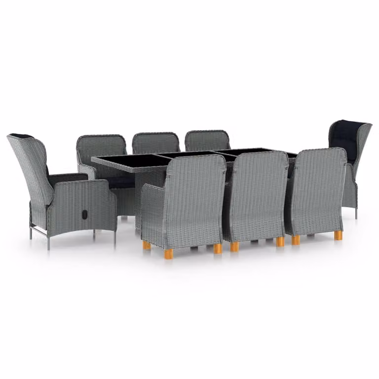 Maison Exclusive - Set da pranzo da giardino da 9 pezzi con cuscini in rattan sintetico grigio chiaro