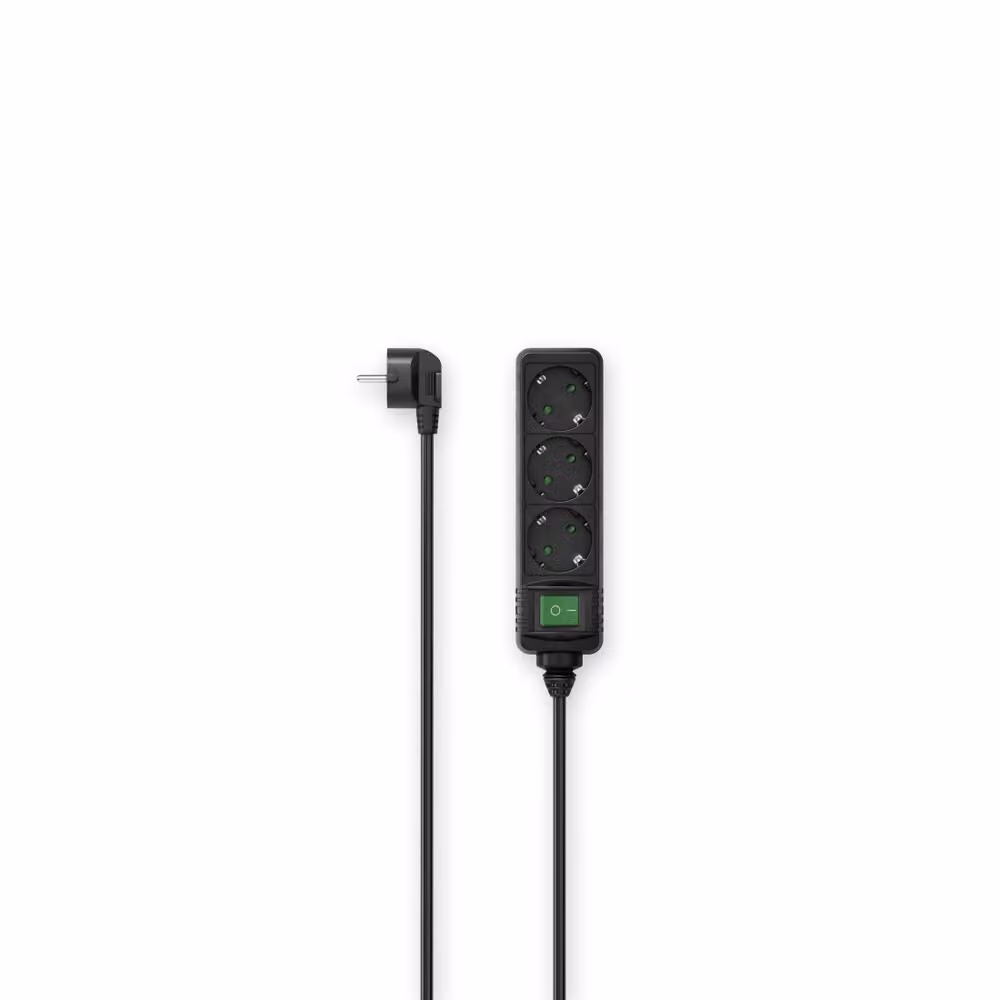 hama 00223005 hama striscia di prese a 3 vie con interruttore 3,0 m nero