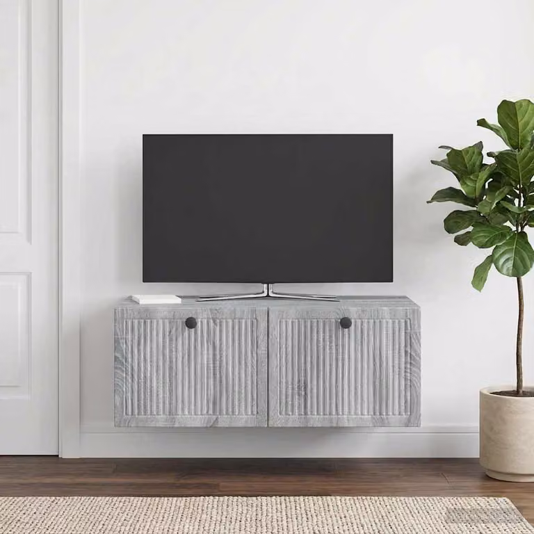 vidaXL Mobile Porta TV da Muro Moderno Grigio con Ripiani Media L: 78,5 cm, P: 41 cm, H: 30 cm