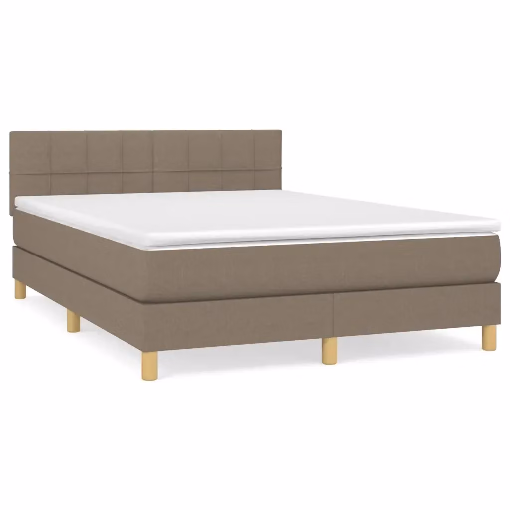 vidaXL Letto Ibrido con Giroletto a Molle e Materasso in Tessuto Beige e Bianco L/P/H: 193 x 144 x 88 cm – 2