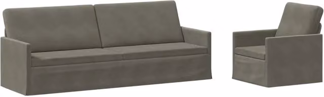 Set di 2 divani moderni vidaXL in tessuto cord e struttura in metallo, Grigio