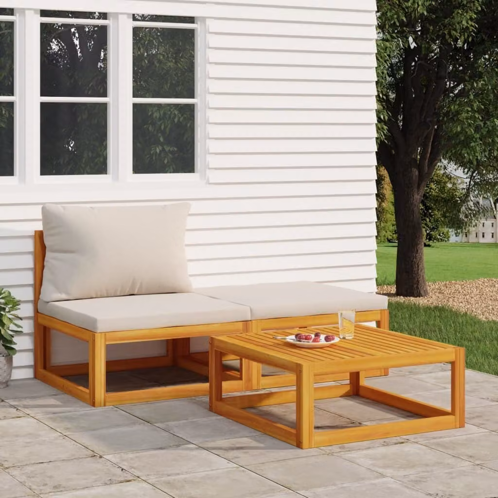 Maison Exclusive - Set da giardino 3 pezzi con cuscini in legno massello di acacia