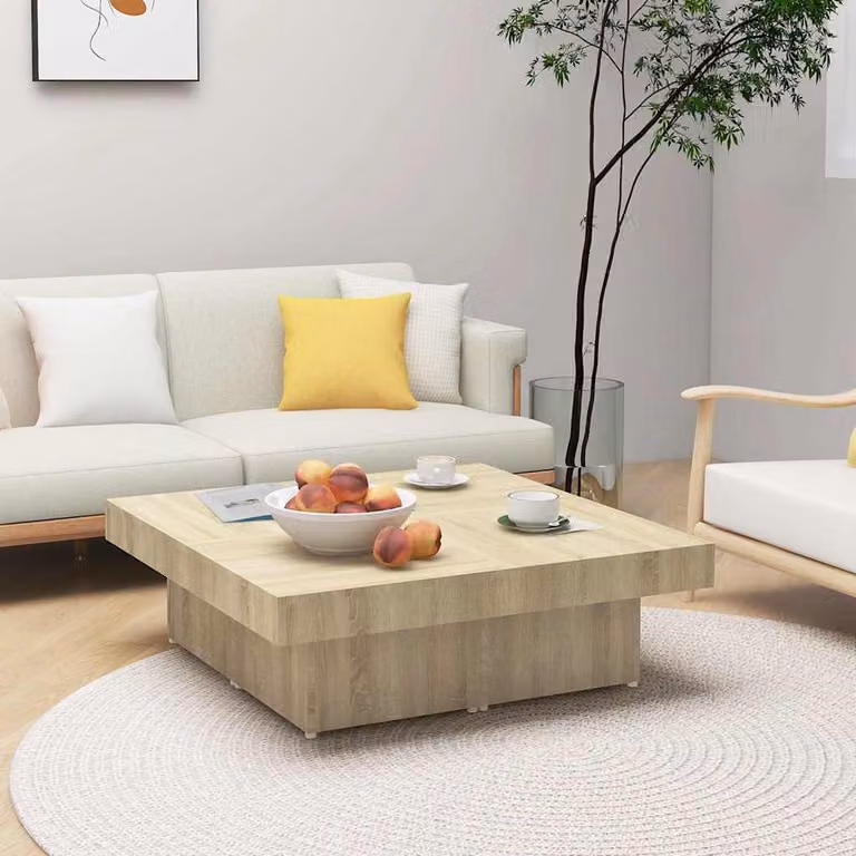 vidaXL Tavolino da Salotto Moderno in Legno Multistrato Rovere Sonoma, L 90 x P 90 x H 28 cm