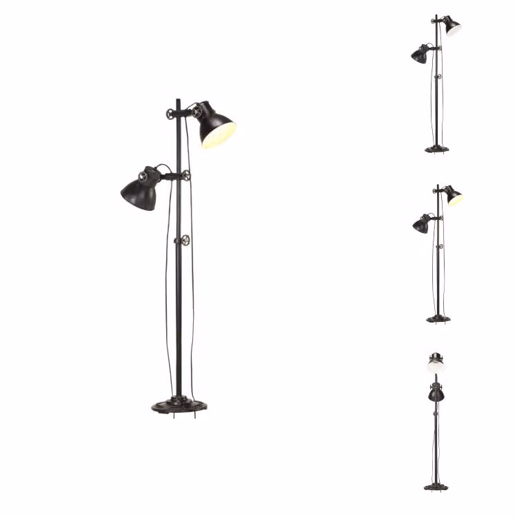 vidaXL Lampada da terra a 2 luci in ghisa nera E27 - Lampade