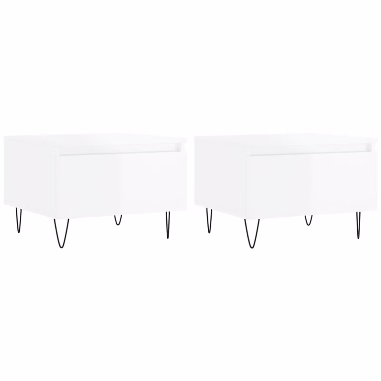 Tavolini Salotto 2pz Bianco Lucido 50x46x35cm Legno Multistrato