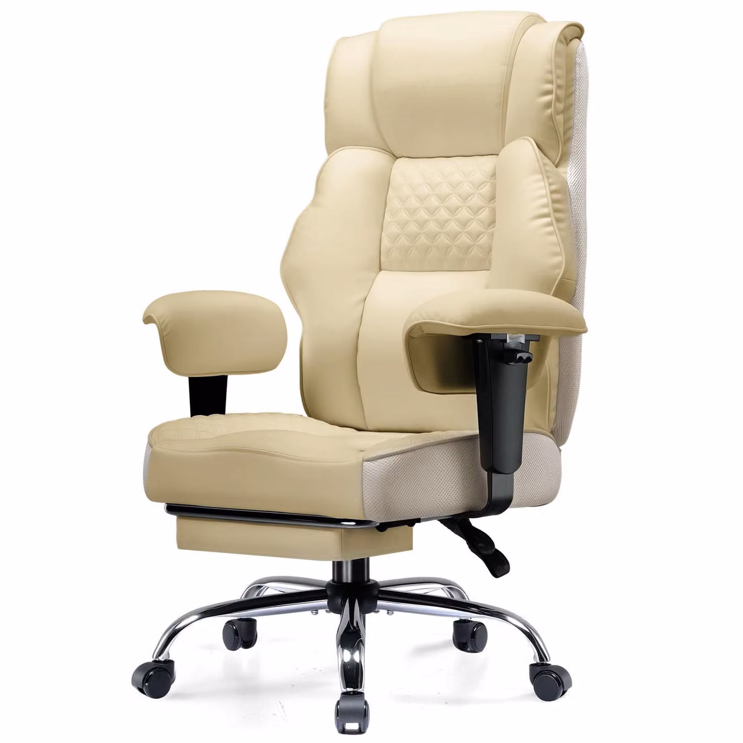 Sedia da gioco GTPLAYER, sedia da ufficio ampia con molle insacchettate, sedia ergonomica per PC, sedia da scrivania regolabile e girevole, , avorio