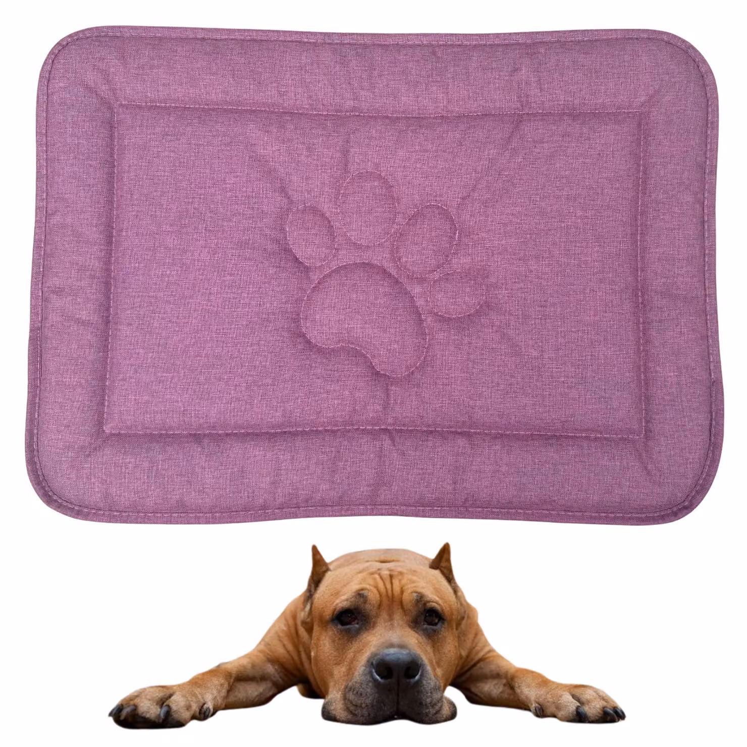 Tappeto per cani DOTTY con motivo a zampa - rosa - misura L (88×60 cm) - comoda cuccia impermeabile e lavabile per cani di taglia grande