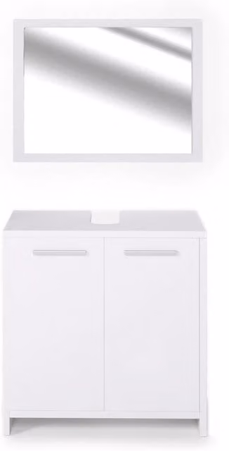 Set mobili bagno Vicco Kiko bianco 2 pezzi composto da mobile lavabo e pensile con specchio