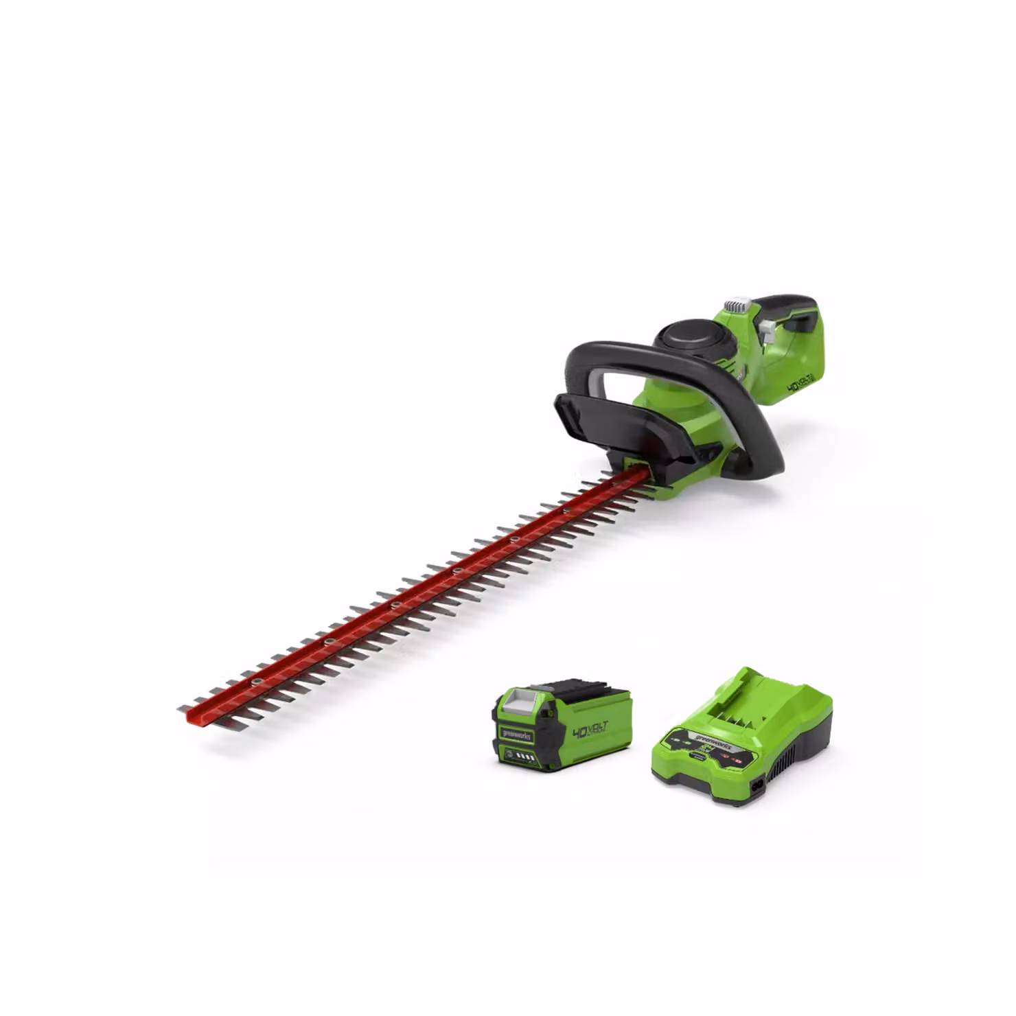 Tagliasiepi a batteria Greenworks 40V con lama a movimento alternato e batteria da 2.8Ah, colore verde