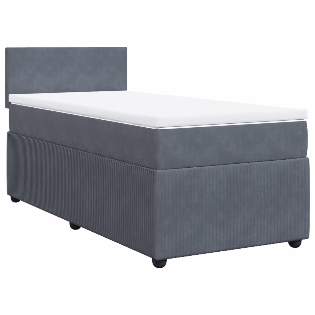 Giroletto a Molle con Materasso Grigio Scuro 80x200 cm Velluto