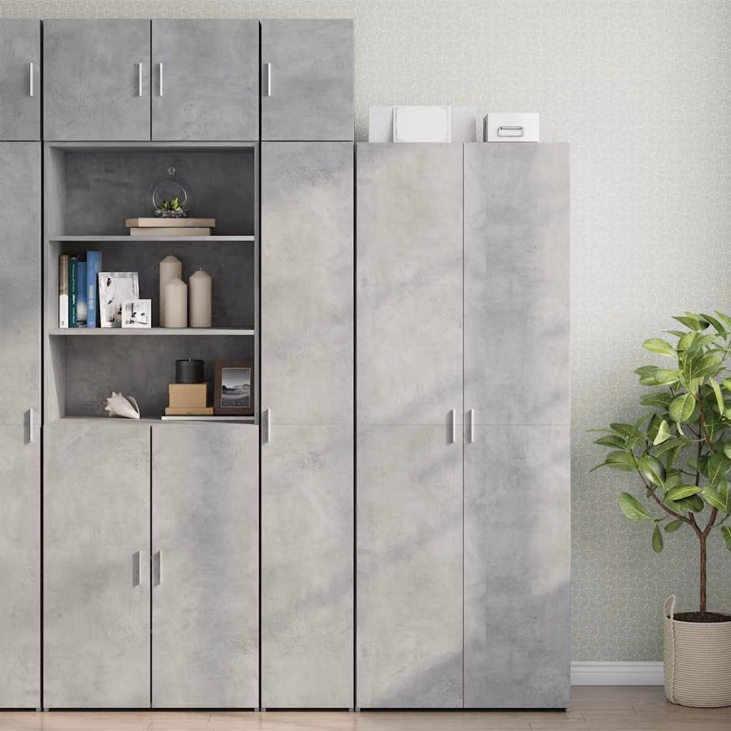 Mobile sottile vidaXL in MDF grigio cemento con ante a battente, L/P/H: 30 x 42,5 x 225 cm