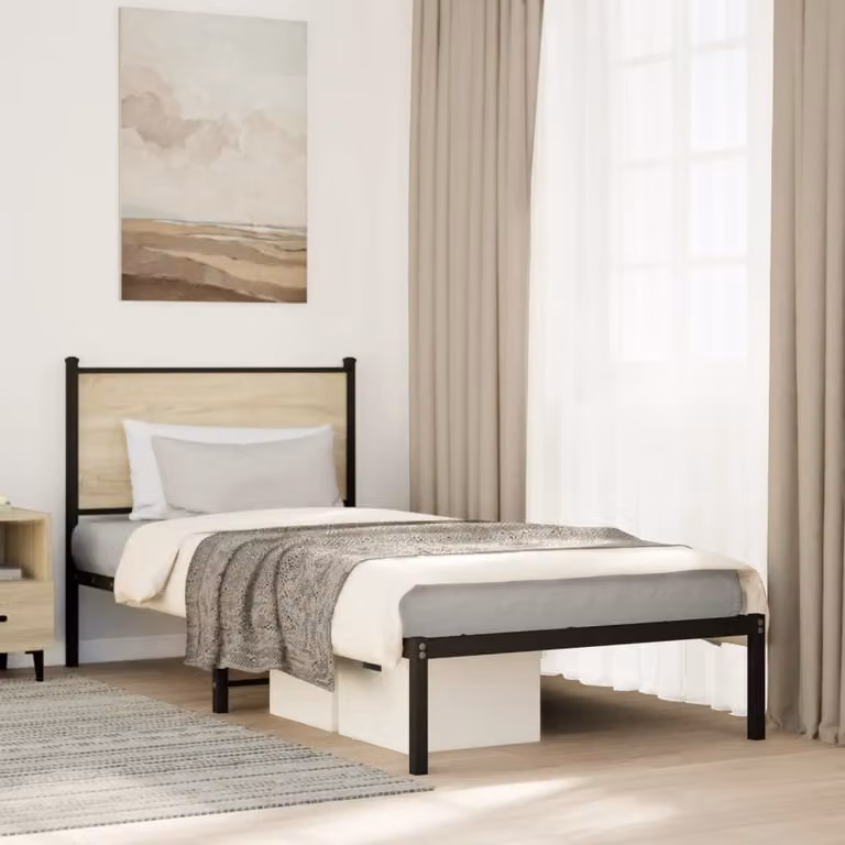 Giroletto in metallo vidaXL con doghe fisse, colore Rovere Sonoma, L 80 cm x P 200 cm