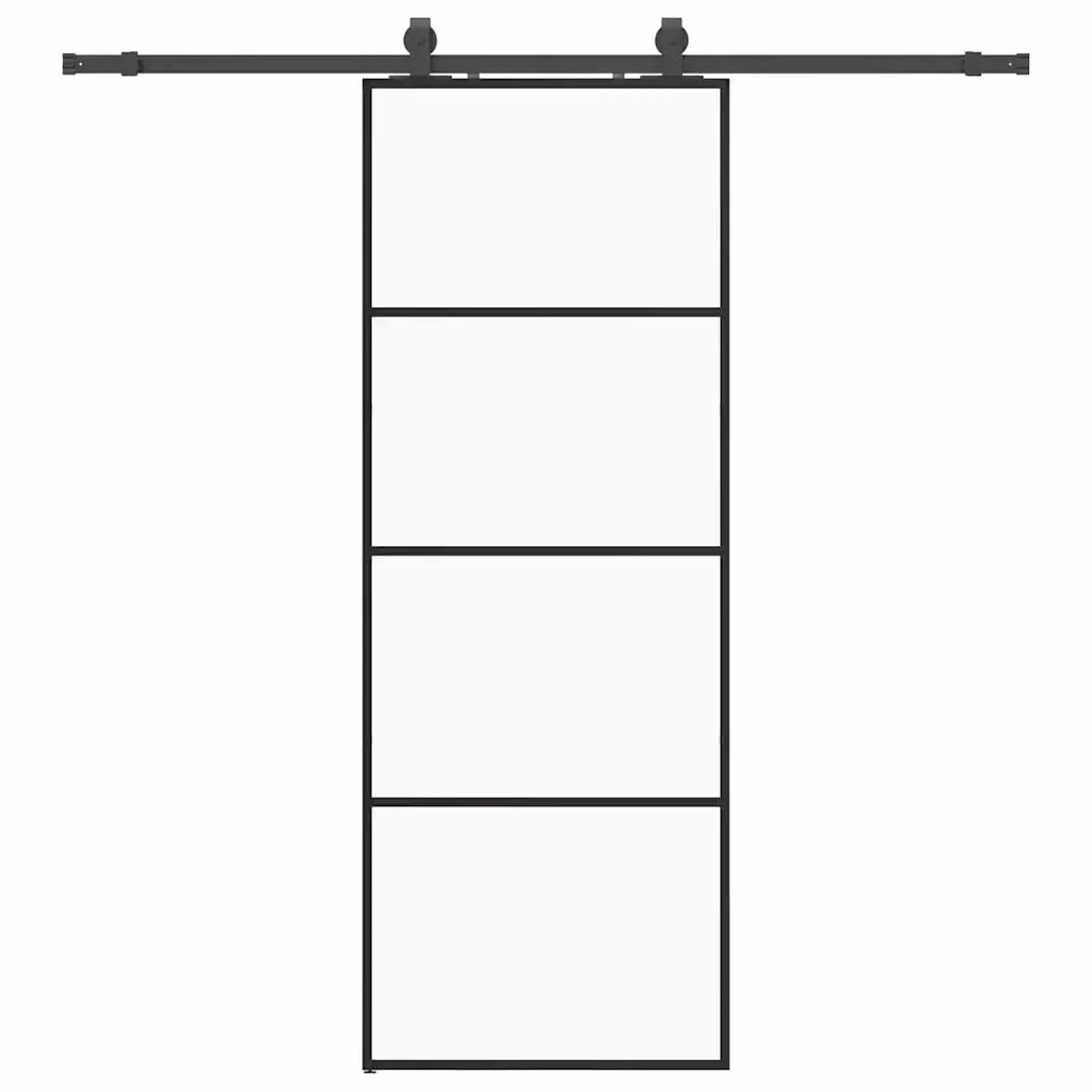Porta Scorrevole Moderna VIDAXL in Vetro Trasparente con Ferramenta Nera in Alluminio L: 76 cm, H: 205 cm – 2