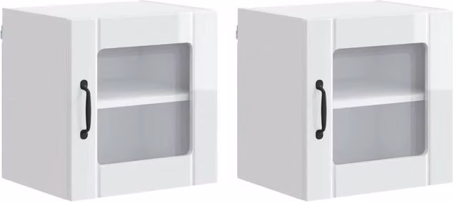 Set di 2 pensili da parete moderni HELLOSHOP26 in legno composito bianco lucido L: 40 cm, P: 31 cm, H: 40 cm
