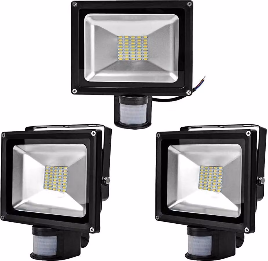 Greenmigo 3x SMD 30W proiettore con sensore di movimento faretto bianco caldo alloggiamento in alluminio nero IP65 impermeabile lampada a LED applique lampada da parete luce di fondo illuminazione diffusa lampada da giardino a LED faretto da esterno