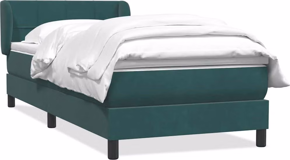 Giroletto a Molle con Materasso Verde Scuro 80x220 cm Velluto