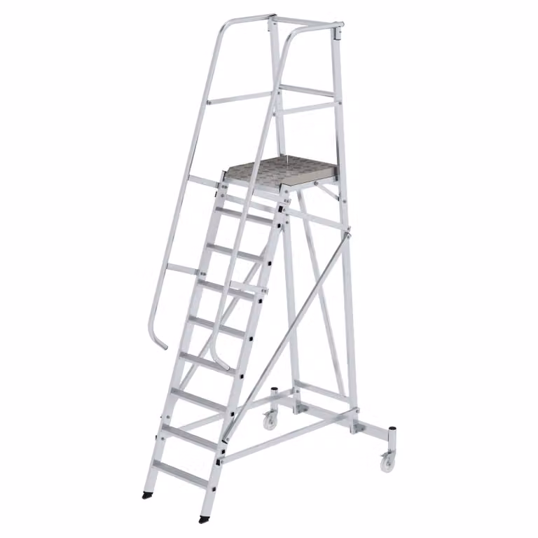 Scala a piattaforma mobile in alluminio, 9 gradini 52509