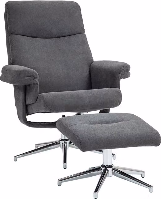 Poltrona Relax Reclinabile con Poggiapiedi ¨C Minimal ¨C Tessuto Velluto Grigio Scuro