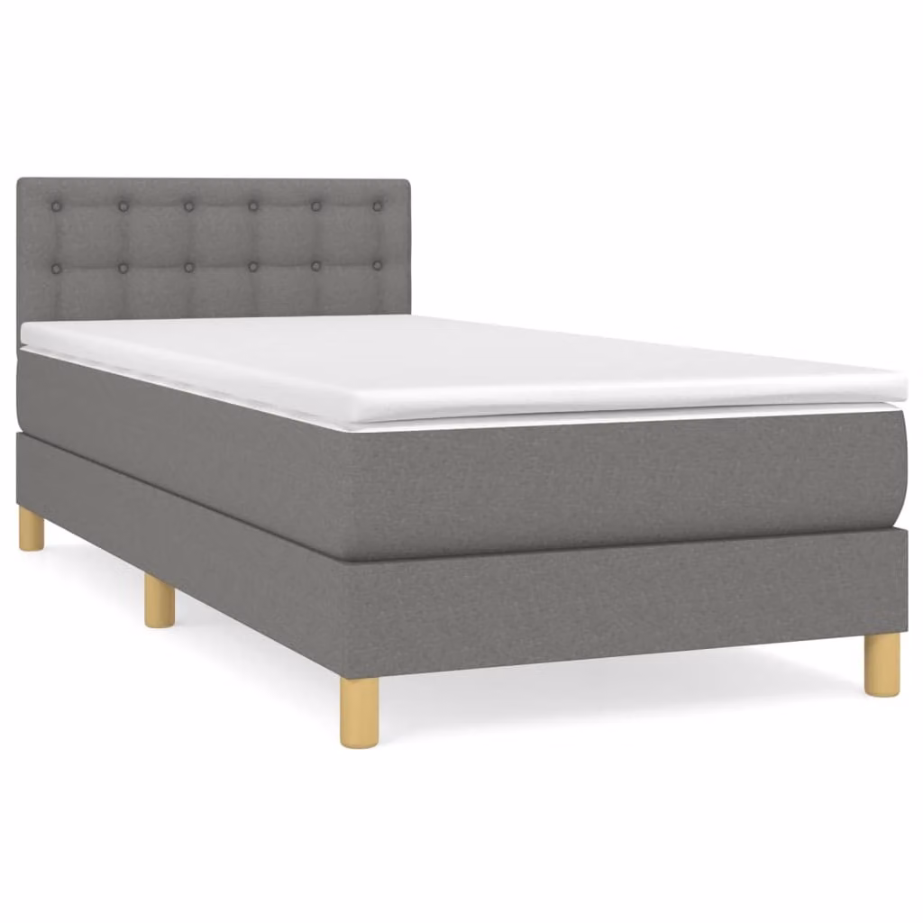 Giroletto a Molle con Materasso Grigio Scuro 80x200 cm Tessuto