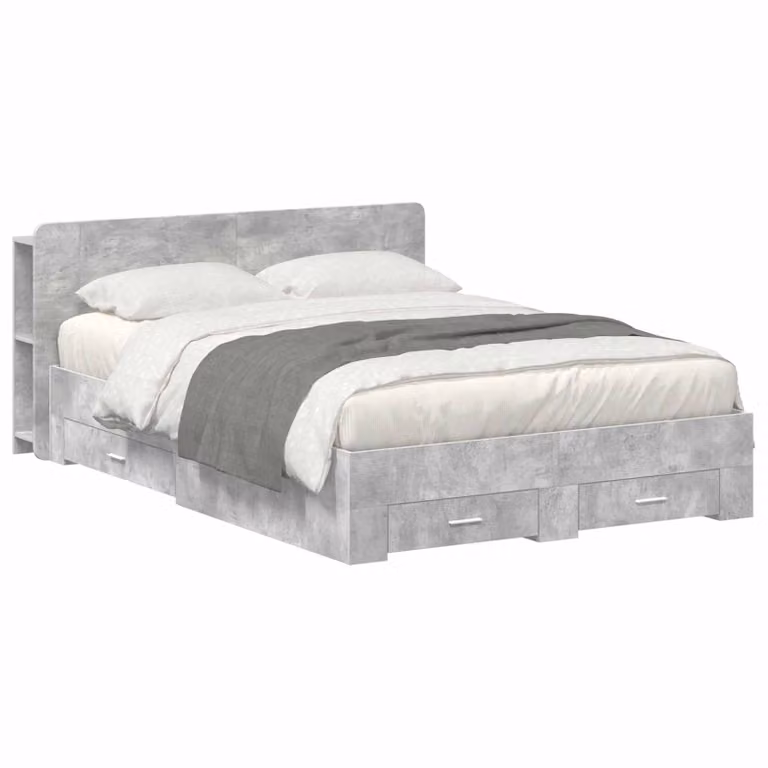 vidaXL Letto moderno con contenitore e cassetti in legno ingegnerizzato, Grigio, L 160 x P 200 cm, H 103 x 182,5 x 221,5 cm