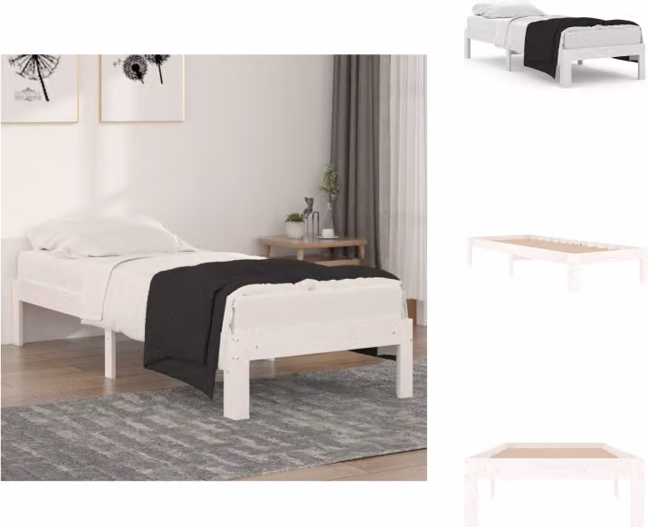 vidaXL Letto in legno massiccio bianco 75x190 cm - Letti & reti