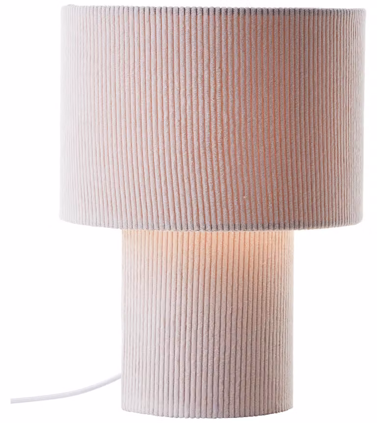 Lampada da tavolo Brilliant Tony in velluto a coste moderno, 30 cm, E27, tessuto/metallo, beige